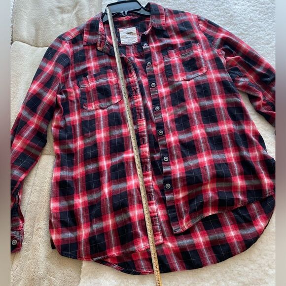Sonoma Red and Black Checkered Plaid Button Down Top Size Medium - Picture 6 of 7